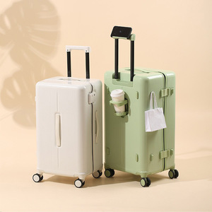 Sturdy Durable Lightweight Carry On Suitcase 20 Inch Zippered <b>With</b> <b>Lock</b> Unisex Leisure Travel Spinner <b>Wheels</b> Matcha Green White - Product Image 1