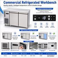 Plan de travail réfrigéré en acier inoxydable TG12L2, 2 portes, réfrigérateur sous comptoir, refroidissement par air -10°C ° C~-20 ° Réfrigérateur de cuisine C