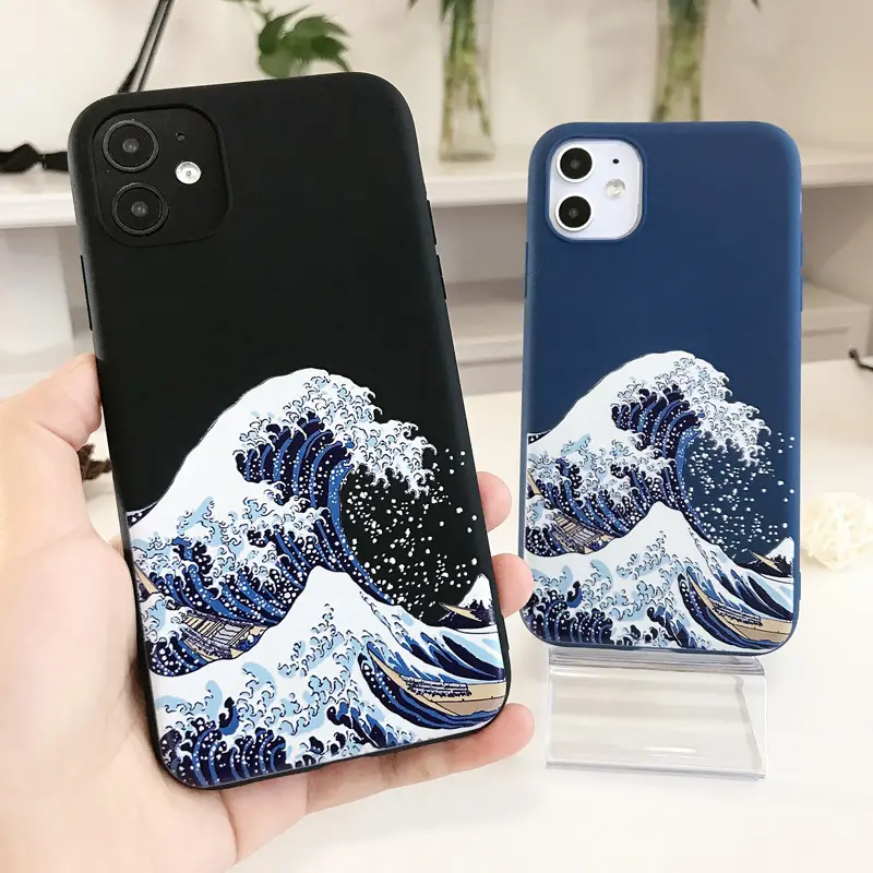 サーフィンジャパンペインティングforiphone X XS MAX XR Big Wave of kanagawa Cover Soft Case For iPhone 12 11 pro MAX 6 7 8 Plus SE2020