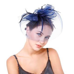 2025 nuovo Design elegante chiesa per <span class=keywords><strong>il</strong></span> giorno del partito cappelli Fascinator accessori per capelli da sposa donna <span class=keywords><strong>cappello</strong></span> piuma - Product Image 4