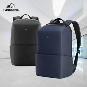 Kingsons Laptop <b>Backpack</b> 20-35L Large Capacity Men's Commuter <b>Backpack</b> With Laptop Compartment <b>Black</b> And Blue Solid Color - Product Image 3