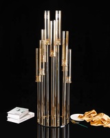 Hochzeit Kristall-Kandelabra Glas-Centerpieces 9-Kopf-Glaszylinder-Kerzenhalter