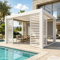 Pergola motorisée intelligente en aluminium, lames orientables, protection UV, écologique, autoportante, sur mesure, pour jardin extérieur