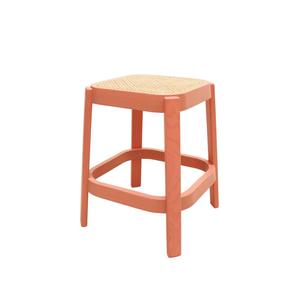 Wooden Cane <strong>Low</strong> <strong>Stool</strong> With Ashwood Frame and Weaved Rattan Seat - Product Image 1