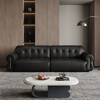 Ensemble de meubles en cuir véritable sur mesure de 11 pièces, style minimaliste italien de luxe léger, suite complète pour appartement, hôtel