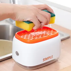 เครื่องจ่ายผงซักฟอกแบบกดติดผนังในครัวงากล่องเก็บผงซักฟอกชนิดกดสำหรับเก็บน้ำยาล้างจาน