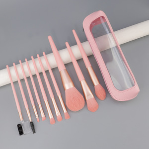 Set de 10 Brochas de Maquillaje con Mango de Madera Rosa, Veganas, de Pelo Suave, con Logotipo Personalizado, para Base, Corrector, Rubor, con Bolsa - Product Image 5