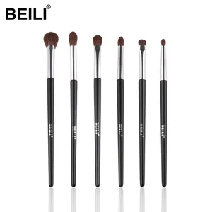 Beili Bán Buôn 6Pcs Tùy Chỉnh Mắt Trang Điểm Bàn Chải Thiết Lập Vẻ Đẹp Pony Dê Hai Mắt Bóng Pha Trộn Bút Kẻ Mắt Lông Mi Lông Mày Bàn Chải