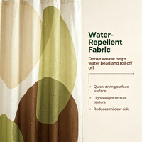 Rideau de Douche Abstrait Style Mid-Century Moderne en Tissu Imperméable, Décoration Géométrique pour Salle de Bain 180*180cm, Écologique et Séchage Rapide, Vente en Gros