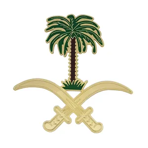 Lencana Emblem Kisi-kisi Mobil Logo Arab Saudi Emas Kustom