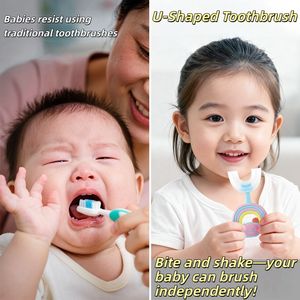 Escova de Dentes Infantil Atacado em Formato de U de <span class=keywords><strong>Silicone</strong></span> Seguro e Personalizado para Uso Regular Produtos para Cuidado Oral Infantil Massageador de Gengiva Escova para Bebês - Product Image 5