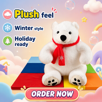Peluche personnalisée en forme d'ours polaire blanc avec écharpe rouge, rembourrée en coton PP, super douce, idéale pour un cadeau de fête