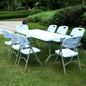 <span class=keywords><strong>Table</strong></span>-banc pliable rectangulaire moderne <span class=keywords><strong>de</strong></span> 6 pieds en plastique blanc imperméable pour <span class=keywords><strong>camping</strong></span>, salle à manger, hôpital, extérieur - Vente en gros - Product Image 1