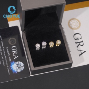 Round Shape <b>Earrings</b> Moissanite 925 Silver 4mm Moissanite Stud <b>Earrings</b> Screw <b>Back</b> Pass Diamond Tester - Product Image 4