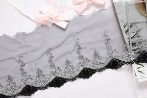 Encaje de <span class=keywords><strong>Tul</strong></span> Bordado de Lujo para Vestidos de Novia, Tela de Encaje <span class=keywords><strong>con</strong></span> Borde Lolita, Pañuelo para la Cabeza, Ropa, Vestidos, Manualidades - Product Image 2