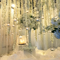 Décoration de mariage : Rideau de perles acryliques, centres de table, toile de fond personnalisée, imperméable, 15 mètres, pour événements extérieurs, en gros