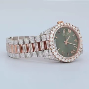 Haute Qualité De Luxe Or Pierre Lumineuse Conception Moissanite Diamant Montres Auto Mouvement À Vent En Acier Inoxydable Unisexe Casual Eau - Product Image 2