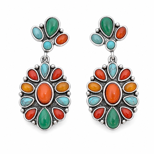 Orecchini pendenti multicolori da donna, stile bohémien vintage, accessori per l'uso quotidiano - Product Image 1