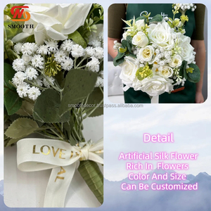 ซุ้มดอกไม้ประดิษฐ์กุหลาบผ้าไหมเนื้อนุ่มสำหรับงานแต่งงาน ดีไซน์ไม่สมมาตรแบบแตกต่างกันกันๆ พร้อมฉากหลังดอกไม้ทรงกลม - Product Image 2