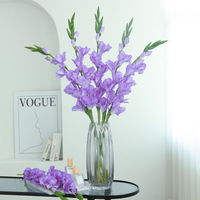 Fleur artificielle de gladiolus blanc en soie pour la décoration de la maison et de mariage, vente en gros d'usine