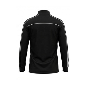 Ensemble d'entraînement de football personnalisé noir et blanc avec passepoil, demi-zip, OEM ODM - Product Image 3