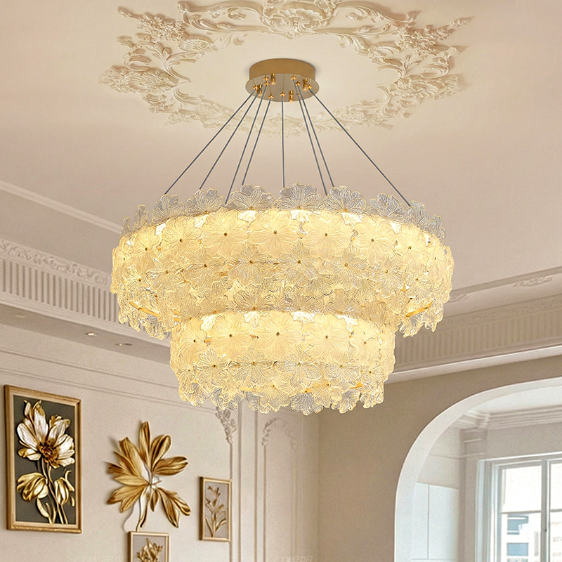 Modern Glass Chandelier Luxury Gold Round
