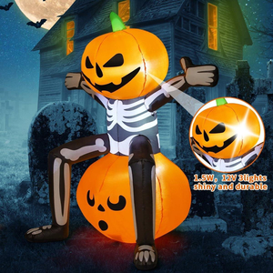Tête de citrouille gonflable d'Halloween avec diode électroluminescente intégrée, costume de citrouille gonflable, décoration de cour d'Halloween - Product Image 3