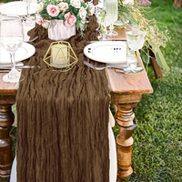 Lot de 3 chemins de table en gaze tissée marron, 3m de long, motif uni, style bohème rustique, personnalisable pour mariage et baby shower