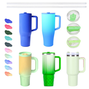 Stainless Steel Insulated Tumbler 40oz With Handle Dual Drink Straw Lid Travel Mug For Car Outdoor Use - Product Image 1