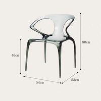 Leicht luxuriöser Esstisch und Stühle aus Acryl, moderne, minimalistische Wohnmöbel, Hocker, Sessel, transparenter Stuhl mit Kristallrückenlehne