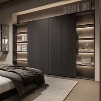 Armoire de haute qualité avec portes en bois foncé et couleur unie, armoire de rangement moderne pour chambre à coucher avec mélamine