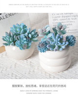Plantes succulentes artificielles bleues en pot, mini bonsaïs, faux cactus en plastique, ensemble de décoration intérieure pour bureau et maison