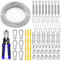 Kit de Tensor de Cable de Acero Inoxidable 304 de 100 Pies, Cable de Aviación Recubierto de Vinilo, Juego de Cables de Alambre de 7 Hilos