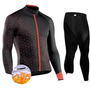 Cycling Jersey Set Custom Winter Men Thermal Fleece Waterproof Bike Jacket Pants Suit Bike Clothing Cycling Wear