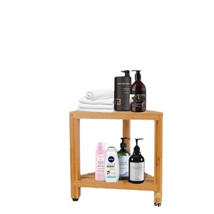 Tabouret de douche en bois Chixu, sur mesure, couleur grain de bois, siège d'angle pour salle de bain, pour se raser les jambes - Product Image 5