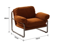 Fauteuil de loisirs Bauhaus rétro en acier inoxydable, canapé individuel de designer italien minimaliste pour salon et B&B
