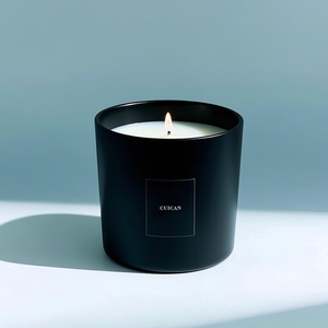 Luxury 10OZ Matte Black Glossy Container Jar Empty Vessel for Scented Making <strong>Glass</strong> <strong>Candle</strong> <strong>Holder</strong> with Lids - Product Image 2