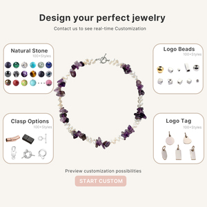 Collier en pierres naturelles en gros, perles de cristal de guérison, perles baroques, collier de copeaux d'améthyste brute, ensemble de bijoux de mode, cadeau - Product Image 6