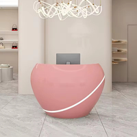 Bureau de réception rond de luxe avec éclairage LED, comptoir de réception moderne pour salon, spa, boutique