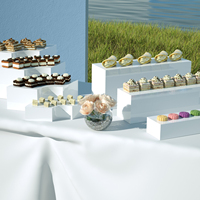 Ensemble de 7 pièces pour la fête de mariage, présentoir de buffet en acrylique noir et blanc, présentoir de nourriture pour cube de nidification, rehausseurs en acrylique pour la fête de mariage