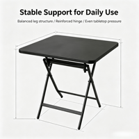 Table d'extérieur moderne pliable et étanche, plateau carré en fer, diamètre 60cm 80cm, fer trempé noir sérigraphié, pour cour