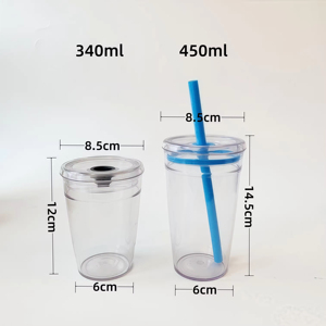 カスタムロゴ入り16オンスプラスチックタンブラー、ストロー付き、二重壁断熱、再利用可能コールドカップ、BPAフリー、透明アイスコーヒーマグ、パーティー記念品 - Product Image 3