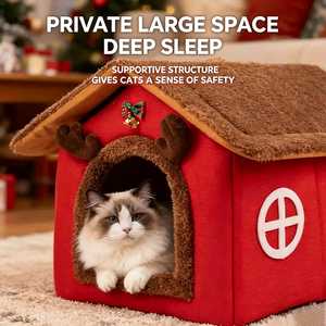 New Year's Christmas Cat <b>Nest</b> Kennel Removable Washable Pet <b>Nest</b> Christmas Cat House Semi-enclosed Warm Cat <b>Nest</b> - Product Image 5