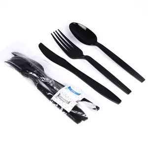 Couverts jetables Fourchettes Cuillères Couteaux Vaisselle en plastique Set Restaurant Ustensiles en plastique à emporter