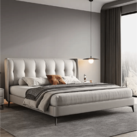 Ensemble de lit King et Queen Size de luxe moderne personnalisable Lit rembourré Soft Cloud avec espace de rangement intégré