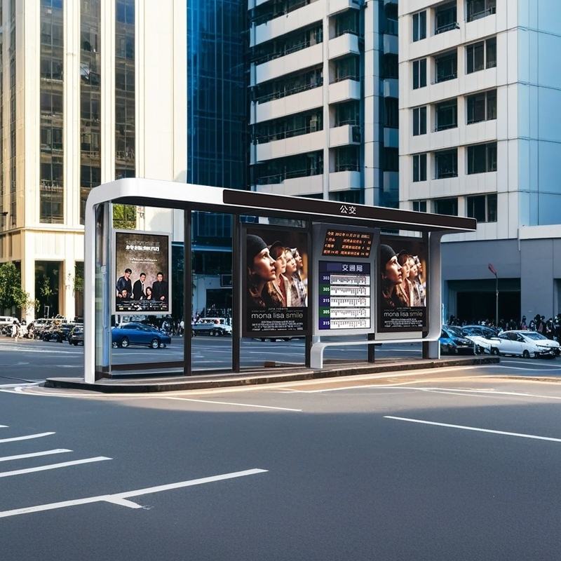 Smart Modern Bus Station with Solar Panel LED Screen