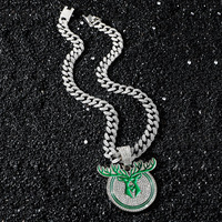 Sıcak Satış 2021 Milwaukee Bucks MVP Şampiyonluk Kolye Hip Hop Tarzı Alaşımlı Küba Zinciri Kolye Takı Hediyesi