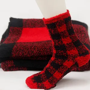 Custom Wholesale Woman Men Knit Feather Yarn Soft Cozy Fluffy Thick Loose Thermal Warm Winter Socks