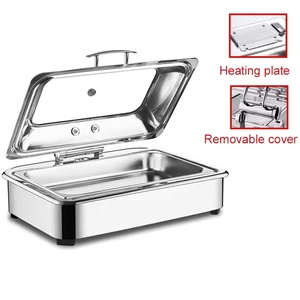 Calentador de Alimentos Eléctrico de Acero Inoxidable de Lujo, Fuente de Alimentación Moderna, Estufa Buffet de 9L 220-240V, Juego de Platos para Servir, Hotel, Restaurante - Product Image 5
