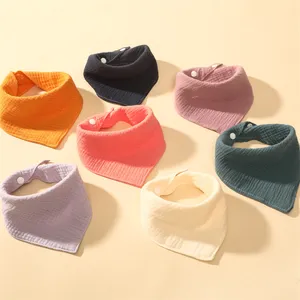 Muslin Baby Bibs Teething Drooling Solid Colors Baby Bandana Drool Bibs 100% Cotton for Unisex Boys Girls